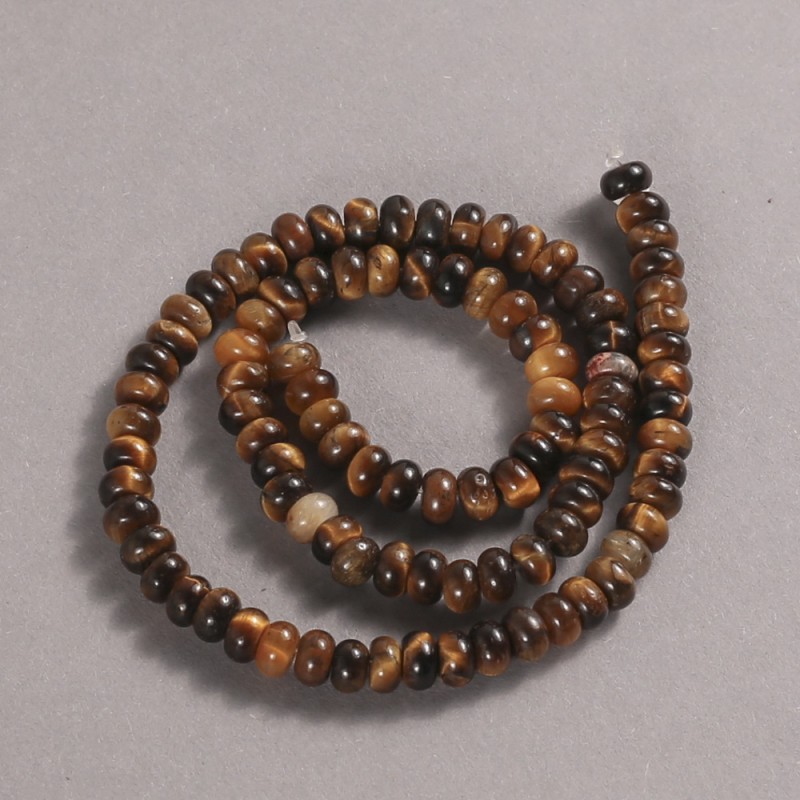 Tigeraugen-Perlen auf Faden – glatte Rondellperlen, Durchmesser 6×4 mm, Länge 39 cm ±