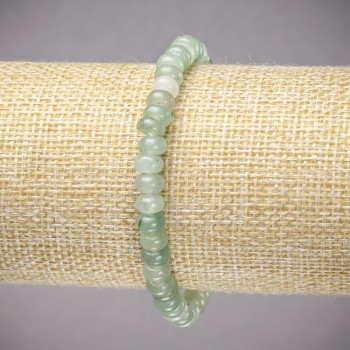 Elastisches Armband aus echtem Nephrit, glatte Rondellen, Durchmesser 6×4 mm, Länge 18 cm