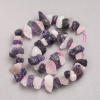 Nugget-Perlen aus Rosenquarz und Amethyst, auf Faden, unregelmäßige Form, Durchmesser ca. 12×20 mm, Länge ca. 42 cm