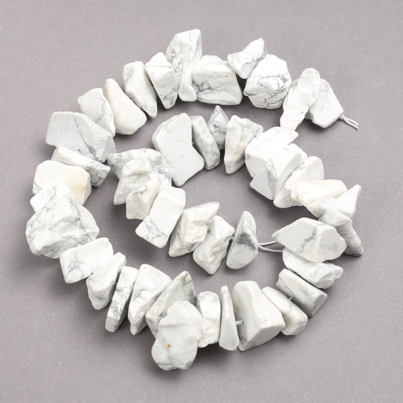 Unbearbeitete Kaolon-Naturstein-Perlen auf Schnur, Nugget-Form, Durchmesser ca. 15×25 mm, Länge ca. 42 cm