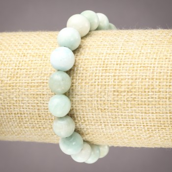 Elastisches Armband aus natürlichem Larimar – glatte Kugeln, Ø ca. 10 mm