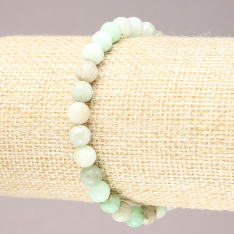 Elastisches Armband aus Chrysopras mit glatten Kugeln, Durchmesser 6 mm+