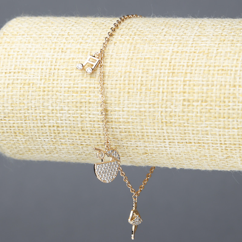 Xuping-Armband mit 18K-Vergoldung und weißen Strasssteinen, Dicke 1,5 mm + -, Länge 18–21 cm +