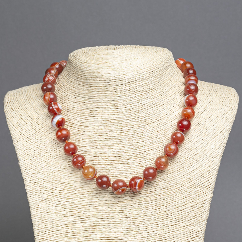 Kette aus orangefarbenem Achat, glatte Kugeln, Durchmesser ca. 12 mm, Länge ca. 45 cm - B501