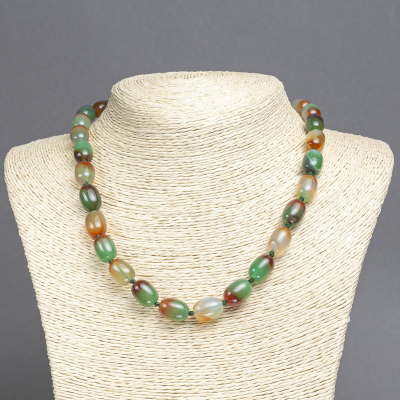 Kette aus brasilianischem Achat mit glatten Röhrenperlen, Durchmesser ca. 14 × 10 mm, Länge ca. 45 cm