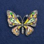 Brosche Schmetterling aus goldfarbenem Metall, Emaille und Strasssteinen, 54 × 45 mm +