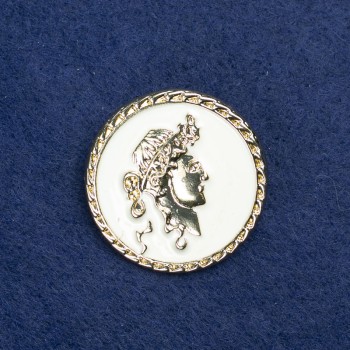 Kamee-Brosche aus goldfarbenem Metall und Emaille, 34 mm +