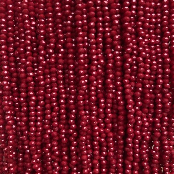 Perlen aus tschechischem Kristall auf Faden – dunkelrote, matte, facettierte Rondellperlen, Durchmesser 3×2,5 mm, Länge 36 cm +