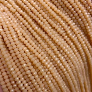 Perlen aus tschechischem Kristall auf Schnur – pudriges, mattes Rondell, Durchmesser 3 x 2,5 mm, Länge 36–38 cm + -