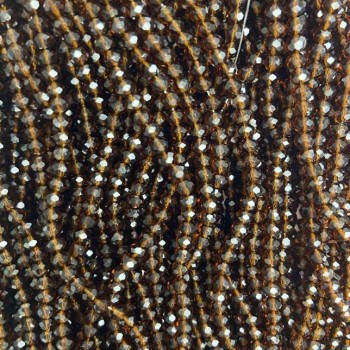 Perlen aus tschechischem Kristall auf Faden, braun-transparentes facettiertes Rondell, Durchmesser 3,5 × 3 mm, Länge 32 cm