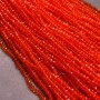 Perlen aus tschechischem Kristall auf Schnur – rot-orange transparente facettierte Rondell-Perlen, Durchmesser ca. 3,5×3 mm, Länge ca. 36–38 cm (+)