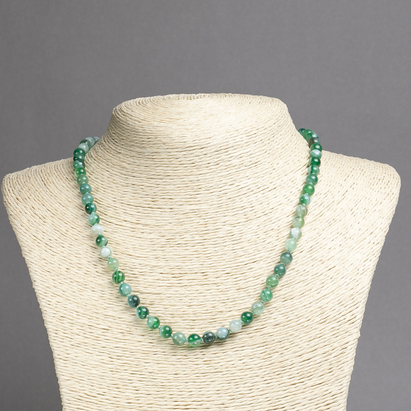 Kette aus Augenachat, glatte Kugeln, Durchmesser ca. 6 mm, Länge ca. 45 cm
