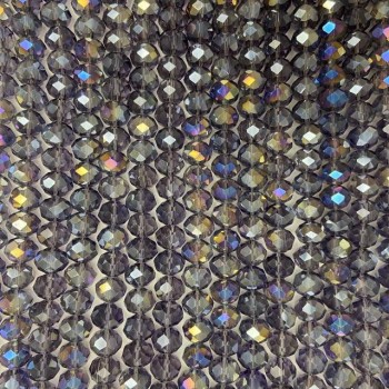 Perlen aus tschechischem Kristall auf Faden, violett mit petrolfarbener Beschichtung, facettierte Rondellen, Durchmesser 8 × 6 mm, Länge ca. 40–41 cm
