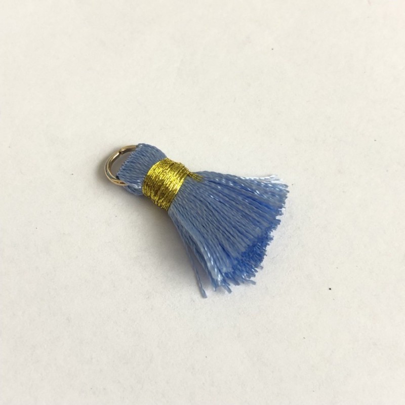 Mini-Pinsel mit Ring, Seide, Farbe Kornblumenblau – Handarbeitszubehör, Länge 2 cm, Durchmesser 5 mm, Preis pro Stück
