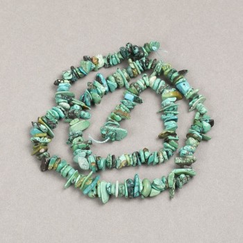 Chrysokolla-Chips auf Schnur, Naturstein Chrysokolla, Durchmesser ca. 6 mm, Länge ca. 40 cm