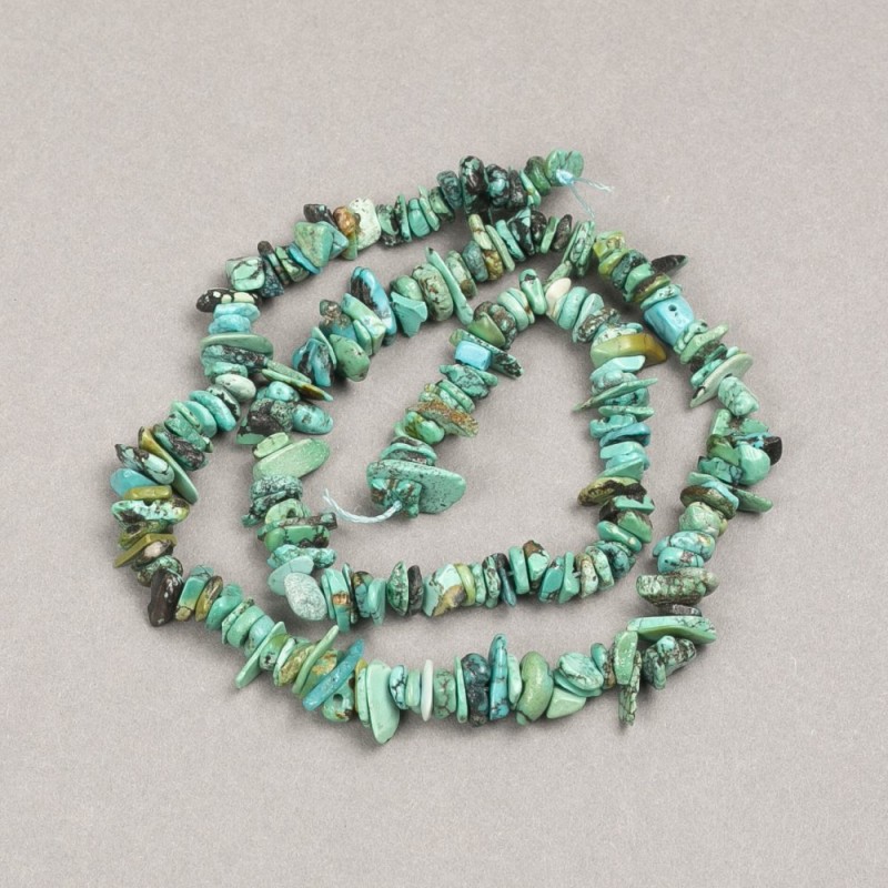 Chrysokolla-Chips auf Schnur, Naturstein Chrysokolla, Durchmesser ca. 6 mm, Länge ca. 40 cm