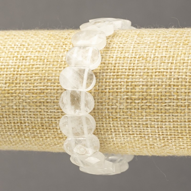 Elastisches Armband aus Bergkristall, facettierte Glieder, Durchmesser ca. 14 x 9,5 mm, 5 mm+