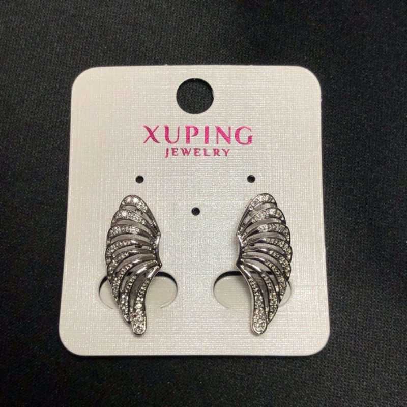 Ohrringe Xuping Rhodiumbeschichtung mit weißen Strasssteinen, Durchmesser 23 × 10 mm +
