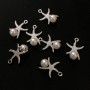Schmuckanhänger "Seestern" silberfarbenes Metall, Durchmesser 16 mm, Länge 2 mm, 5 mm Facettierung, 7 Stück