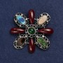 Brosche 'Akzent' aus silberfarbenem Metall, assortierte Steine, Emaille und Strasssteine, 62 mm