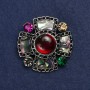 Brosche 'Akzent' silberfarbiges Metall, Emaille und Strasssteine, 50 mm +