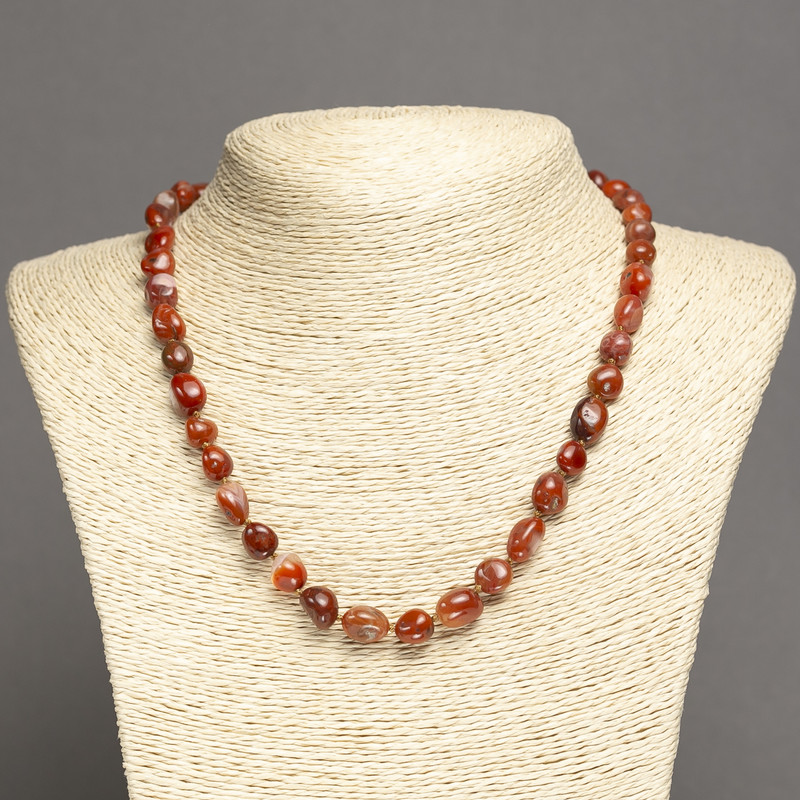 Kette aus natürlichem Karneol, facettierte Perlen, Durchmesser 8×10 mm, Länge 48–50 cm