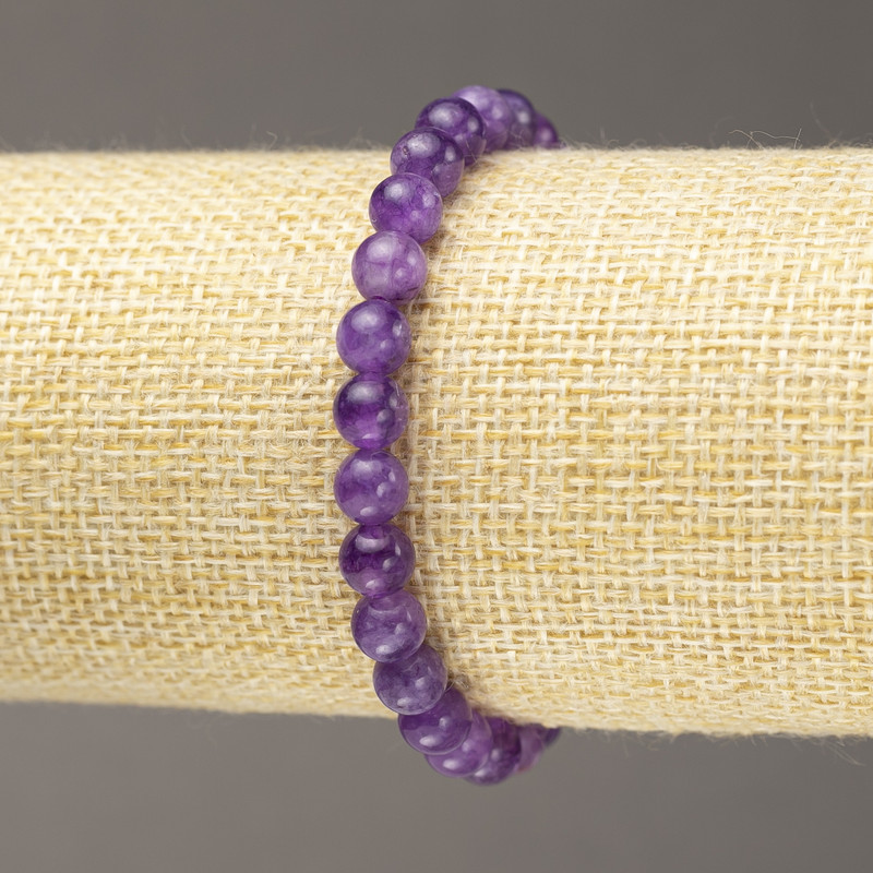 Lepidolith-Armband (künstlich) glatte Kugel, Ø ca. 6 mm ± (Stretch-Basis)