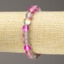 Gummiband-Armband aus Opalglas mit glatten Kugeln, rosa-grau matt, Durchmesser ca. 8 mm, Länge ca. 18 cm