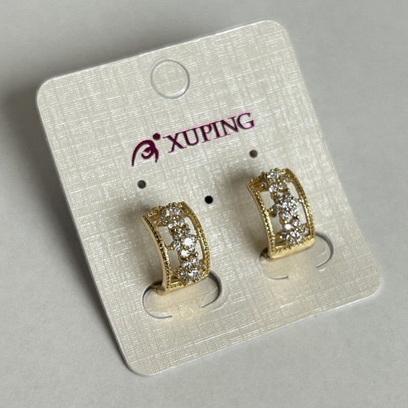Ohrringe Xuping 18K-Vergoldung mit weißen Strasssteinen, Durchmesser 15 x 8 mm +