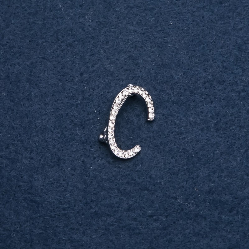 Brosche Initialbuchstabe 'S' 26×18 mm, Metallfarbe Silber