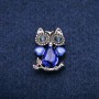Brosche Eule mit Katzenauge und blauen Kristallen, silberfarbenes Metall 19×28 mm