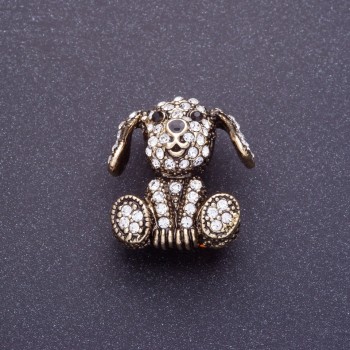 Brosche «Diamant-Hündchen» 2,5 cm, Metallfarbe: Schwarzplattiertes Gold