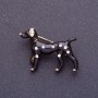 Brosche „Schwarzer Dalmatiner“ 3×2,5 cm, schwarze Emaille, Metallfarbe Gold