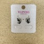 Xuping Kugel-Ohrstecker mit schwarzen Kristallen, Rhodiumbeschichtet, Durchmesser 12 × 8 mm +