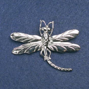Brosche Libelle aus silberfarbenem Metall 75×55 mm +