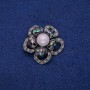 Brosche Blume mit Perlmutt-Haliotis, 36 mm, silberfarbenes Metall