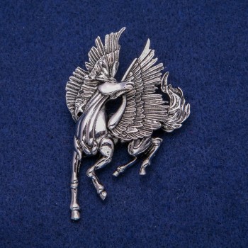 Brosche Pegasus 45×70 mm, silberfarbenes Metall