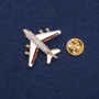 Brosche „Flugzeug“ 27×30 mm, brauner Streifen, Metallfarbe Gold