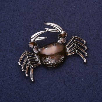 Brosche Krabbe, braune Emaille, silbernes Metall, 46 × 30 mm