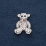 Brosche „Bärchen“ 3×2 cm graues Metall, Chameleon-Strasssteine