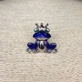 Brosche Frosch, silberfarbenes Metall, Strasssteine und Emaille, 30 mm +