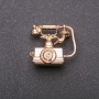 Brosche Telefon aus gelbem Metall, 27×24 mm