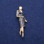 Brosche/Pendant „Lady“ mit Emaille, 18 × 60 mm, goldfarbenes Metall