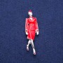 Brosche/Anhänger Stewardess mit Emaille, 18 × 60 mm, silberfarbenes Metall