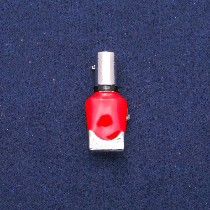 Brosche Lack rote und schwarze Emaille, silberfarbenes Metall 13 × 33 mm