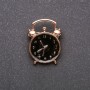 Brosche 'Uhrwecker' – Schwarze Emaille, Gelbes Metall, 20 × 27 mm