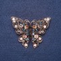Brosche 'Schmetterling' in bunten großen Strasssteinen, Metallfarbe Gold, 4×5 cm