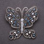 Brosche Schmetterling mit blauen Strasssteinen 53 × 54 mm, graues Metall