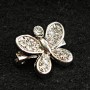 (17/15 mm) Mini-Brosche helles Metall Schmetterling mit Strasssteinen