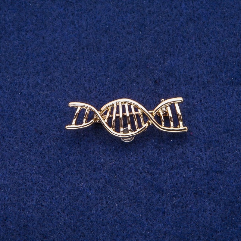Brosche DNA-Spirale 13 × 40 mm, goldfarbenes Metall